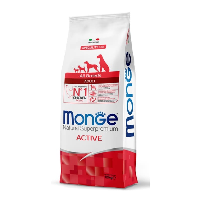 MONGE DOG ALL ACTIVE CHICKEN sausā suņu barība Vista 12kg